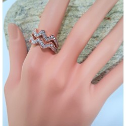 BAGUE KMO « AQUARIUS » EN ARGENT 925 ROSE ET POUSSIÈRE DE DIAMANT