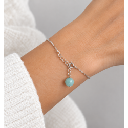 BRACELET CHAÎNE ARGENTÉE & PERLE EN CÉRAMIQUE TURQUOISE - F.Y. FAUCOGNEY