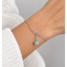 BRACELET CHAÎNE ARGENTÉE & PERLE EN CÉRAMIQUE TURQUOISE - F.Y. FAUCOGNEY