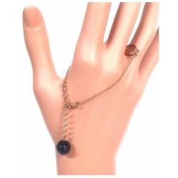 BRACELET TAC TAC CHAÎNE DORÉE & PERLE EN CÉRAMIQUE BLEUE NUIT - F.Y. FAUCOGNEY