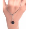 BRACELET TAC TAC CHAÎNE ARGENTÉE & PERLE EN CÉRAMIQUE BLEUE NUIT - F.Y. FAUCOGNEY