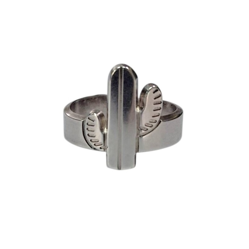 Bague Cactus métal argenté  - bijoux Léone