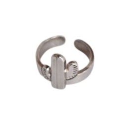 Bague Cactus métal argenté  - bijoux Léone