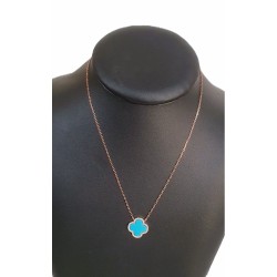 Collier trèfle turquoise en...