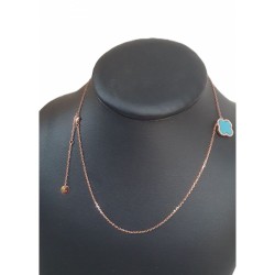 Collier trèfle turquoise en argent 925 doré rose