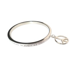 Bracelet jonc gravé "L'AMOUR C'EST COMME LE POKER NO LIMIT " Médaillon Peace -FY Faucogney