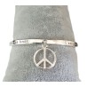 Bracelet jonc gravé "L'AMOUR C'EST COMME LE POKER NO LIMIT " Médaillon Peace -FY Faucogney