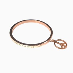 Bracelet jonc gravé "L'AMOUR C'EST COMME LE POKER NO LIMIT " Médaillon Peace -FY Faucogney