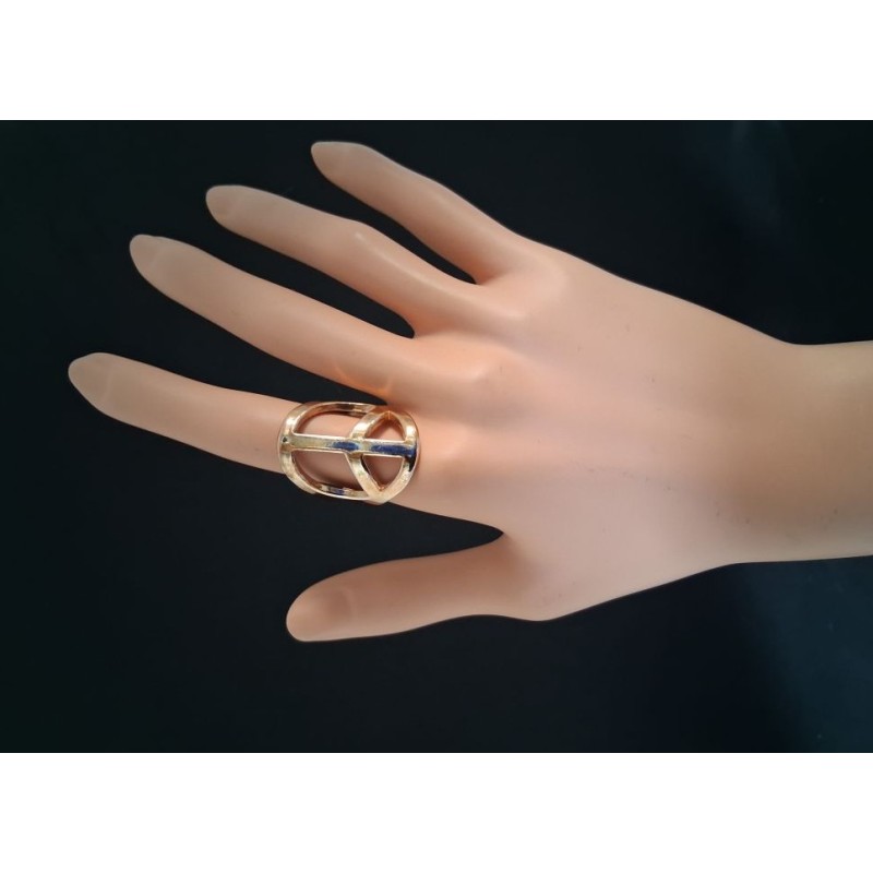 Bague métal doré – symbole Peace and Love - FY Faucogney