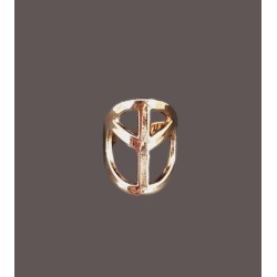 Bague métal doré – symbole Peace and Love - FY Faucogney