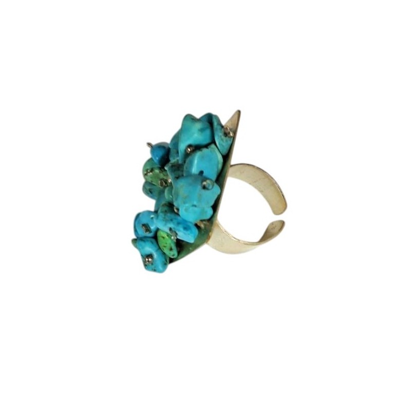 Bague fantaisie ajustable à pierres turquoise