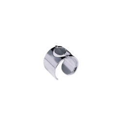 Bague large en métal argenté et pierre en suspension - Bijoux Brin d'Amour
