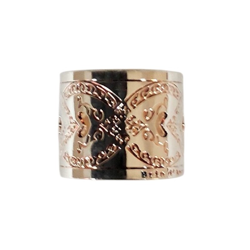 Bague jonc en métal argenté à reflets cuivrés - Brin d'Amour