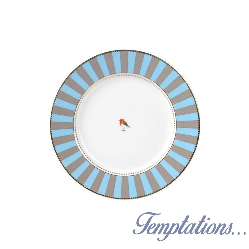 Assiette plate Pip Studio Love Birds bleue/kaki 26,5cm