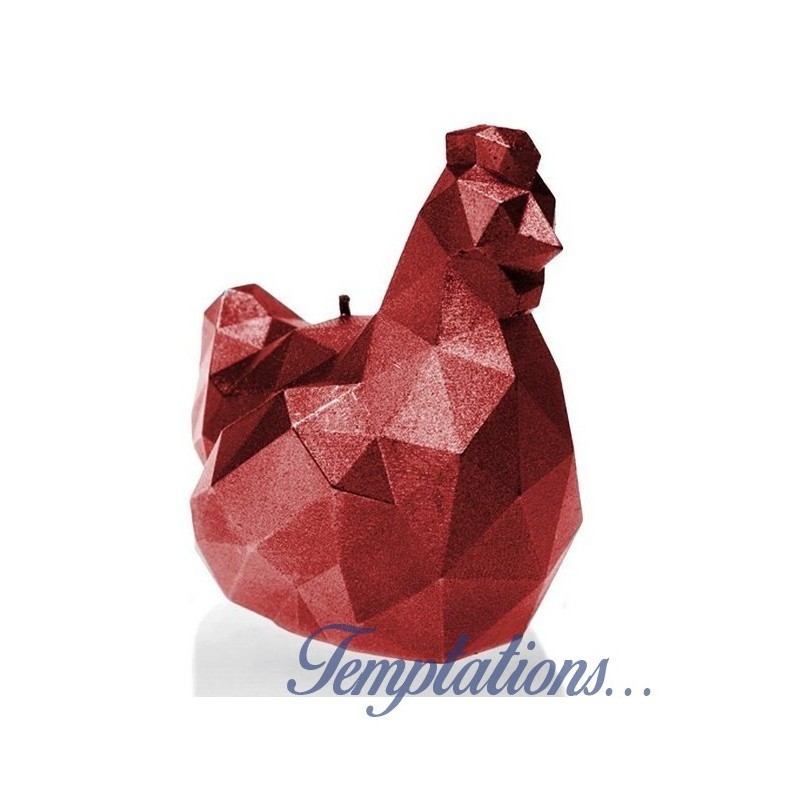 Bougie Poule origami rouge métal Candellana