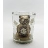 Verre votive avec bougie hibou