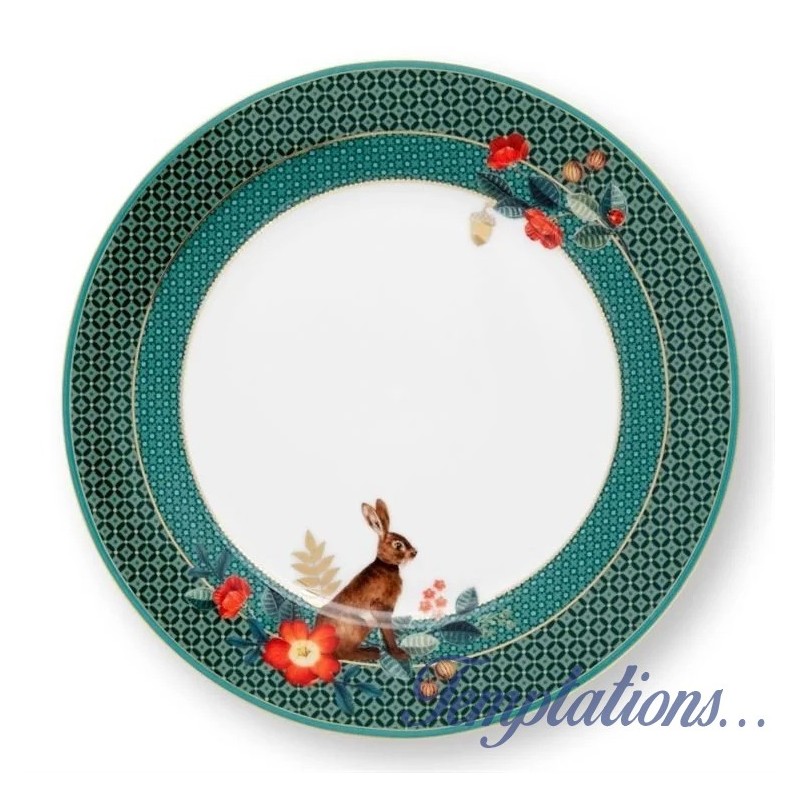 ASSIETTE A DESSERT WINTER WONDERLAND LAPIN vert- -PIP STUDIO