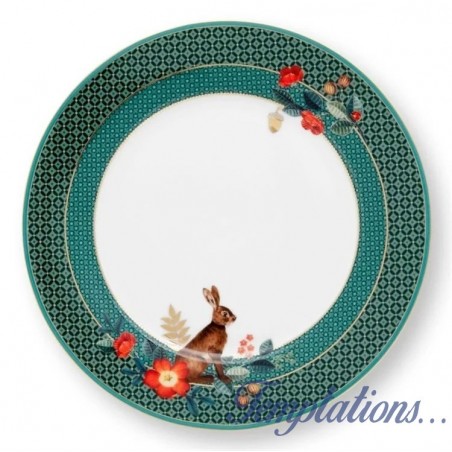 ASSIETTE A DESSERT WINTER WONDERLAND LAPIN vert- -PIP STUDIO