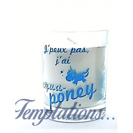 Bougie message « j’peux pas j’ai aqua poney» Cecilia Création