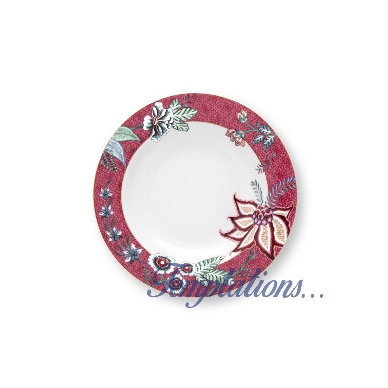 Assiette creuse Flower Festival Dark Pink- 21,5 cm-Pip Studio